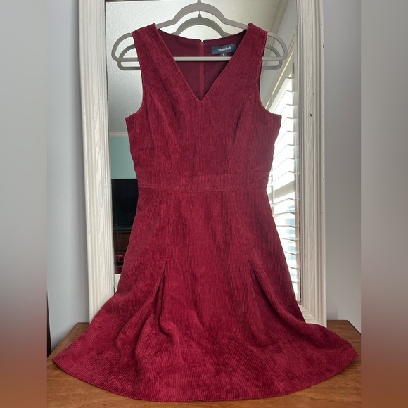 ModCloth Red Corduroy Fit and Flare Dress Size 4 - Picture 1 of 3